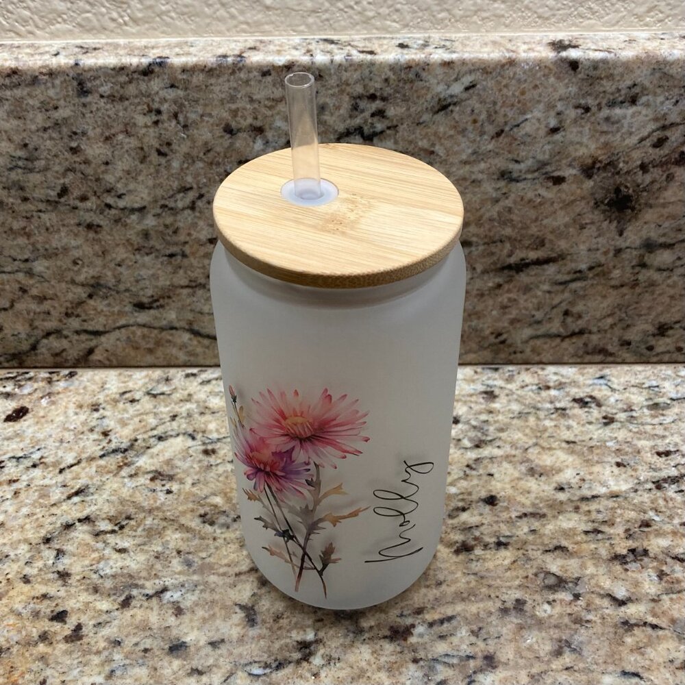 *New* "Molly" Glass Tumbler with Straw